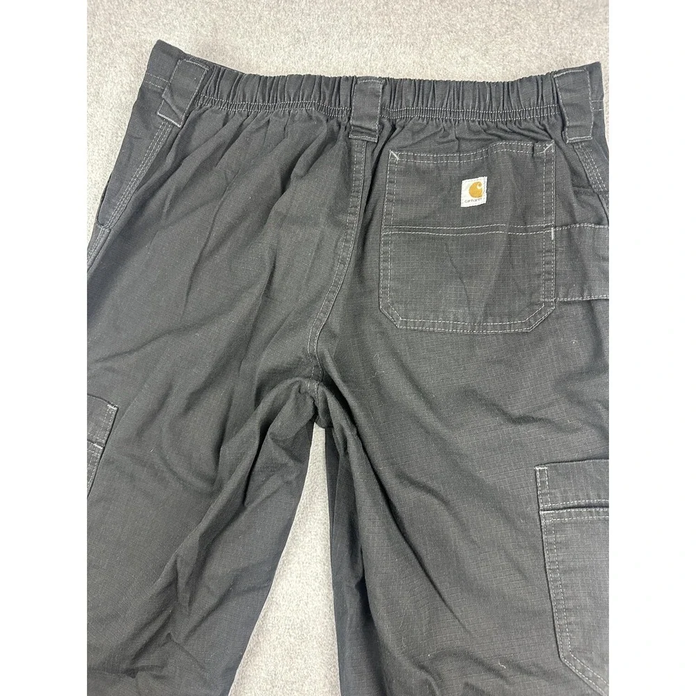Carhartt Pants Mens Small 30x30 Scrubs Black Cargo Elastic Waist Canvas Workwear